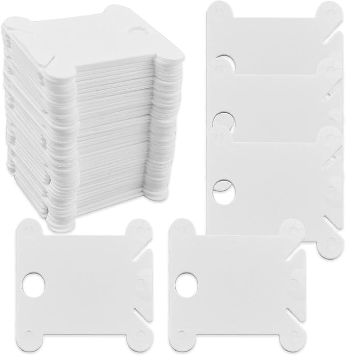 120 Pieces Plastic Floss Bobbins for Cross Stitch Embroidery Cotton Thread Embroidery Floss Cross Stitch Threads Craft DIY Sewing Storage Winding Thread Organizer Holder Embroidery DIY Cards (White)