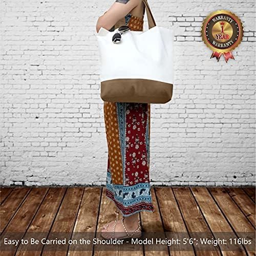 TOPDesign 3-Pack Super Strong Large 12oz Cotton Canvas Tote Bags, Reusable Grocery Shopping Cloth Bags, Fashionable Two-Tone Totes for Crafts, DIY Your Creative Designs