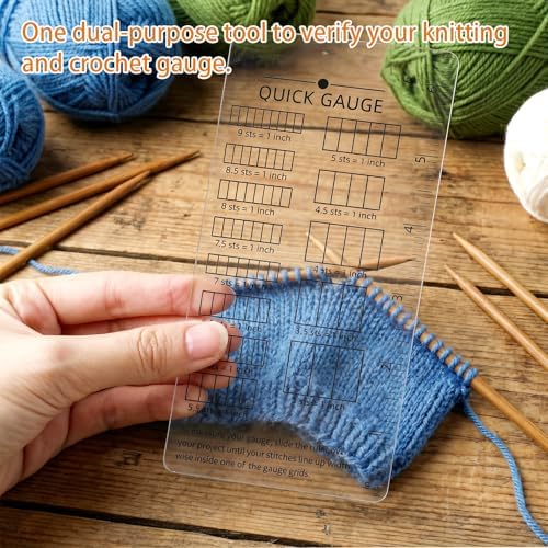Quick Gauge Ruler for Knitting and Crochet - No Counting Needed, Effortless Stitch Measurement Tool with Grid Design for Sewing, Knitting & Crochet (1 Piece)