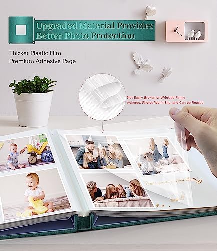 Artfeel Photo Album Self Adhesive Scrapbook Album for 3x5 4x6 5x7 8x10 Pictures, 60 Pages Linen Cover with Display Window DIY Photo Book,Ideal Gifts for Family Travel Wedding Baby