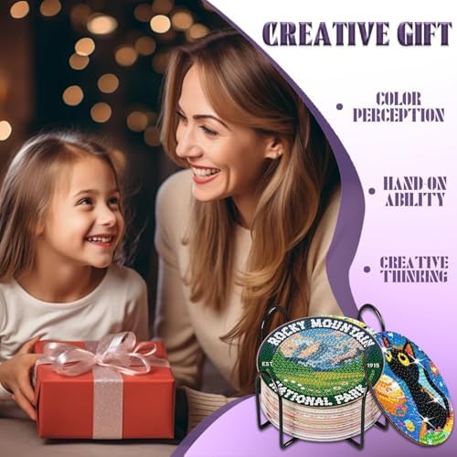 8 Pcs National park Diamond Art Coasters Kits,Diamond Painting Coasters ﻿ ﻿