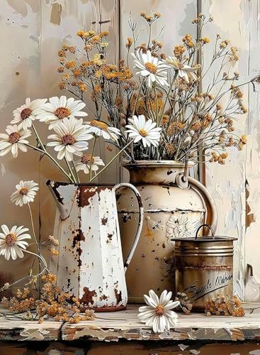 Rustic Flowers Daisy Diamond Art Kits for Adults Diamond Painting Kits
