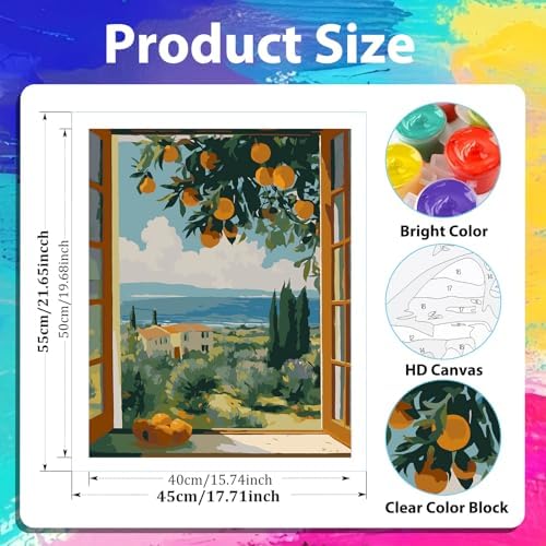 xcemhil Landscape Paint by Numbers Kit for Adults Beginner, Scenery Paint by Numbers for Adult, Acrylic Paint by Number Kits Suitable for Home Wall Art Decor Gifts 16x20 Inch