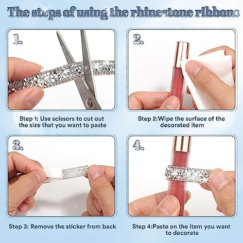5 Yards Self Adhesive Rhinestone Ribbons, Silver Rhinestone Strips
