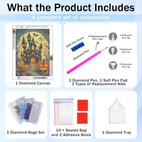 XTCIXAL Halloween Diamond Painting, Diamond Art Kits for Adults, 12x16 Inch
