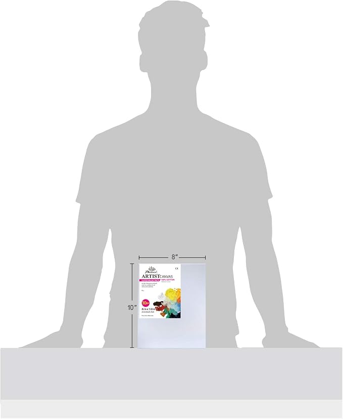 PHOENIX Stretched Canvas for Painting 8x10 Inch/10 Value Pack, 8 Oz Triple Primed 5/8 Inch Profile 100% Cotton White Blank Canvas, Artist Framed Canvas for Oil Acrylic & Pouring Art