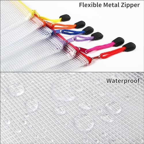 EOOUT 30pcs Mesh Zipper Pouch Bags, 8 Sizes Plastic Bags, 8 Colors Zipper Pouches