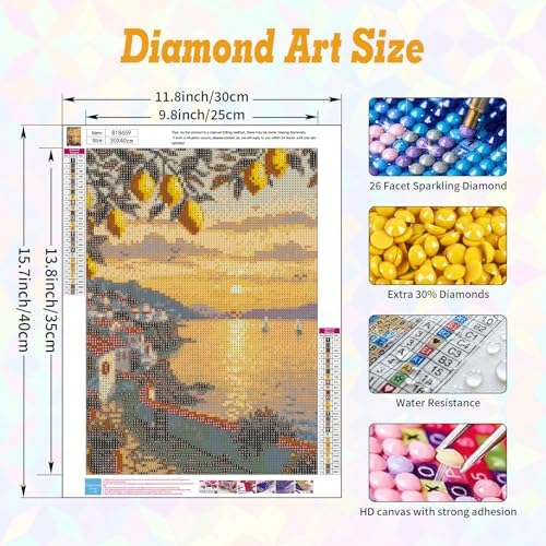Lemon Tree Diamond Art Kits for Adults Beginners 12x16 in, DIY Craft Gift