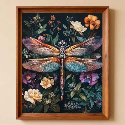 Amphol DIY Paint by Numbers Kit for Adults Beginner - 16”x20” Vintage Dragonfly DIY Paint by Numbers on Canvas, Oil Painting Kit for Home Decor, Creative Stress Relief Art Project (Without Framed)