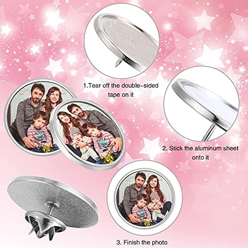 Hicarer 30 Pieces Sublimation Blank Pins Button Pin Badge DIY Button Badge Sublimation Silver Blank Base Pins for DIY Craft Making School Supplies