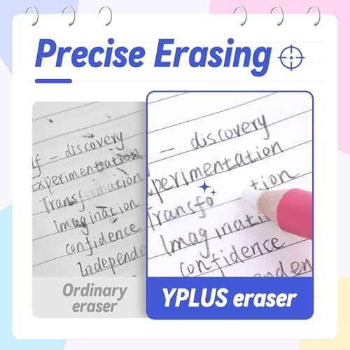 YPLUS Detail Eraser Pencils with Sharpener, Pink, School Supplies, 3 Pcs
