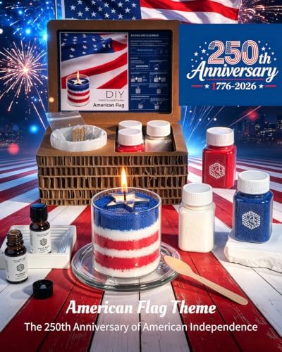 DIY Patriotic American Flag Pearled Candle, Sand Wax Candle Making Kit