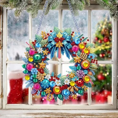 VeGuude Christmas Diamond Art Kits for Adults, DIY Acrylic Hanging Ornament