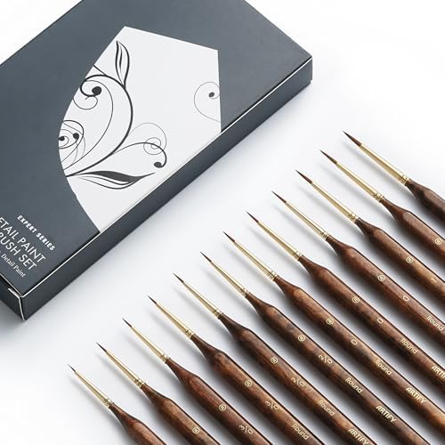 Artify Miniature Paint Brushes Set, 12pcs Fine Detail Brushes with Repeated Sizes, Precision Brushes for Miniature Painting, Models, Figurines & Crafts