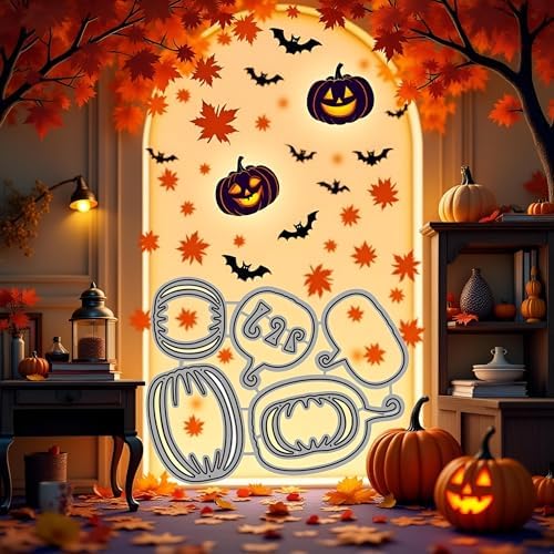 Pumpkin Dies for Card Making,Metal Die Cuts Pumpkin Heads Party Cutting Dies Halloween Embossing Stencils for Card Making Scrapbooking Album Decorative Die-Cuts