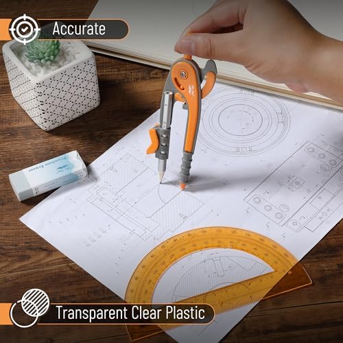 Mr. Pen- Geometry Compass and Protractor Set, 6 Inch Compass