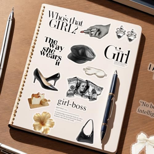 50PCS Clean Girl Aesthetic Stickers, Clear PET Old Money Vintage Paris Journal Stickers for Scrapbooking, Planner, Vision Board, Laptop, Fashion Collage