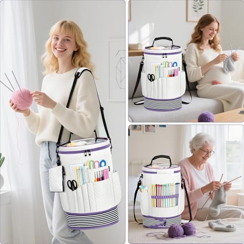 Crochet Yarn Knitting Bag 3PCS Expandable Large Yarn Storage Organizer Bag