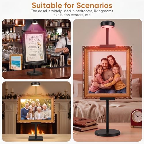 30'' Adjustable Tabletop Easel Stand with Rechargeable 13RGB Poster Light