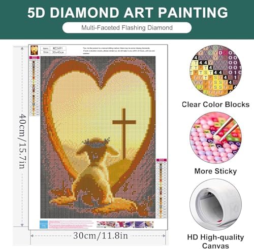 Diamond Art Kits for Adults,Cross sheep Diamond Painting Kits for Beginner