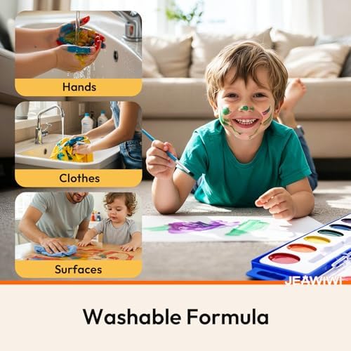 JEAWIWI 5 Pack Watercolor Paint Sets, 8 Washable Colors with Brushes