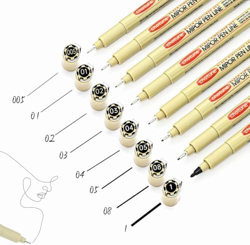 GETHPEN Micro Fineliner Pens, Fine Line Waterproof Pigment Ink Set, 8 Pack