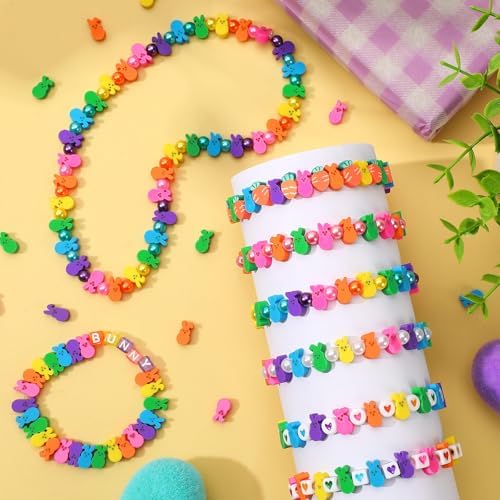 300Pcs Easter Bunny Polymer Clay Beads for Jewelry Making