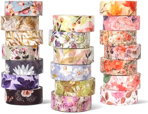 Four Seasons Washi Tape, 20 Rolls Aesthetic Decorative Foil Masking Tape Set with Gift Box, Decorative Tape for Bullet Journal, DIY Craft, Scrapbook Supplies
