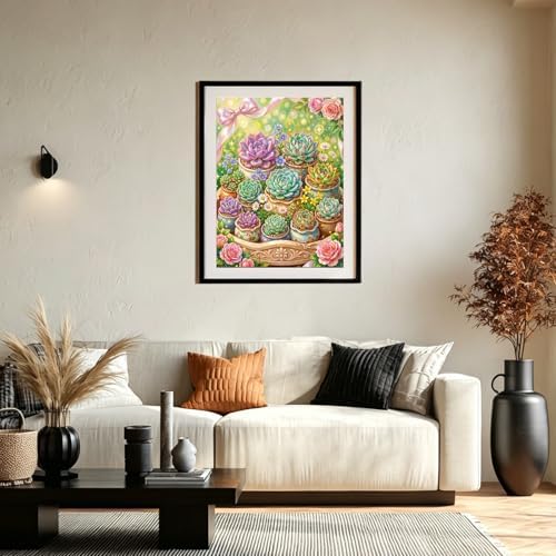 XTCIXAL Diamond Art Kits for Adults, Succulent Diamond Painting, 12x16 Inch