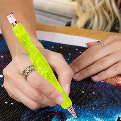RaySoar Diamond Art Pens Diamond Art Tools Painting Pen with Screw Metal Tips Multi-Placer Tool Accessories for Adults Gem Rhinestone Picker Stylus Yellow