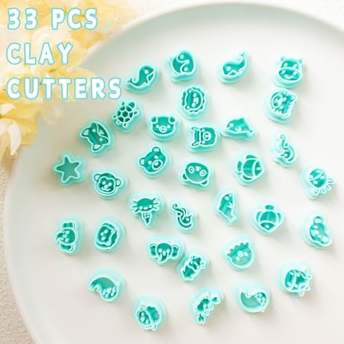 Tainsky Animal Clay Cutters for Polymer Clay Jewelry, 33 Shapes Earring Studs Cutters for Polymer Clay Making