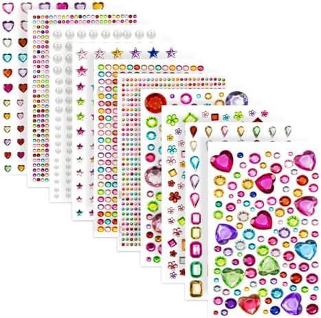 2774PCS Gem Stickers, Self Adhesive Gems for Crafts, Acrylic Bling Heart Sticker, Jewel Stickers Crafts self Adhesive, Assorted Shapes Jewels Rhinestones Sticker, Craft Supplies for Kids