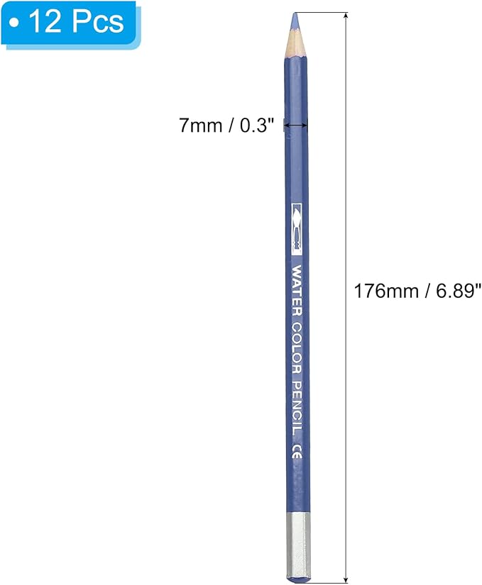 PATIKIL Watercolor Pencil, 12Pcs Water Soluble Pencils for Blending, Coloring, Sketch Drawing, Painting, Ocean Blue