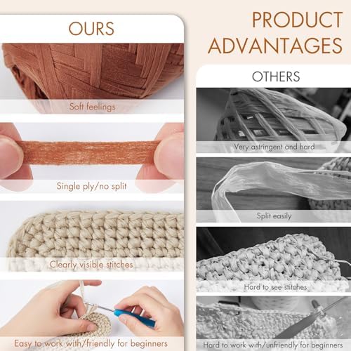 NICEEC 6 Skeins Soft Tape Yarn-Caramel
