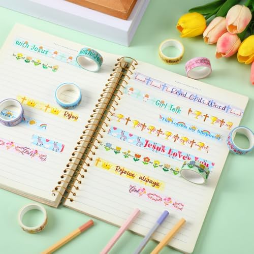 24 Rolls Christian Washi Tape Gifts, Kawaii Cute Religious