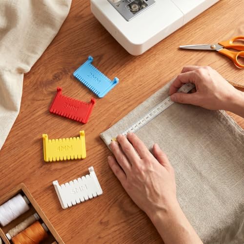 4 PCS Clip-On Sewing Rulers, Hand Edge Stitch Lock & Sewing Gauges