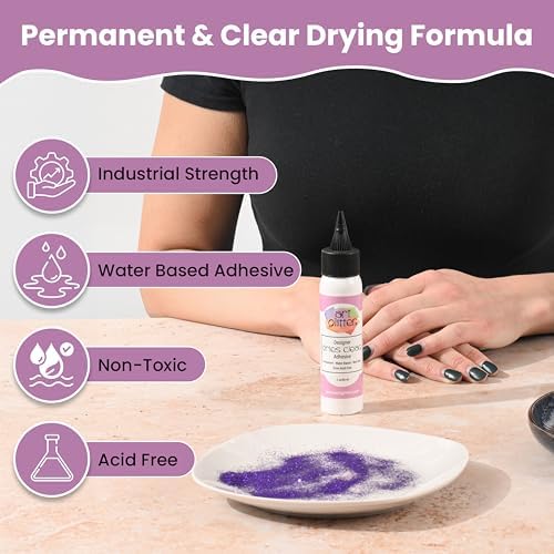 Art Institute Glitter Designer Dries Clear Craft Glue, 2oz Bottle