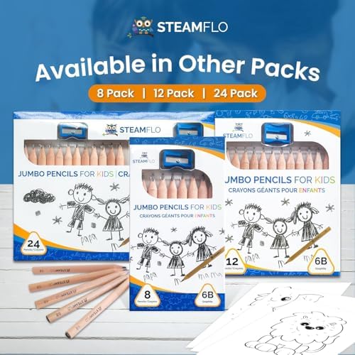 Learning Pencils for Toddlers 2-4 Years – Our Kids Pencils for Beginners Toddlers and Preschoolers with Jumbo Triangle Shape are Specially Designed Triangle (12 Pack + Sharpener)