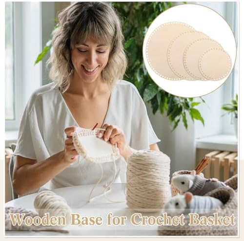Fanfanwin 12 Pcs Wooden Basket Bottom Moses Crochet Basket Round Base Unfinished Wood Knitting Base for DIY Craft Weaving Making Supplies Home Decoration(6/8/10/12 Inches)