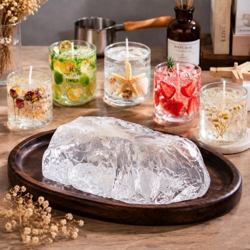 Blingfun Gel Wax for Candle Making with 4 pcs Jelly Wax,50pcs Candle Wicks & 50pcs Stickers Candle Wax for Candle Making,Handcraft Scented Candles Supplies