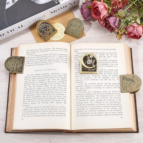 CRASPIRE Travelers Notebook Clips Metal Book Clip Vintage Antique Bronze Rose Themed Flower Decorative Binder Page Holder for TN Travelers Art Journaling Reading Decoration Accessories