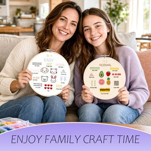 wtisan Embroidery Kit for Beginners, 4 Stages to Learn Cross Stitch Kits