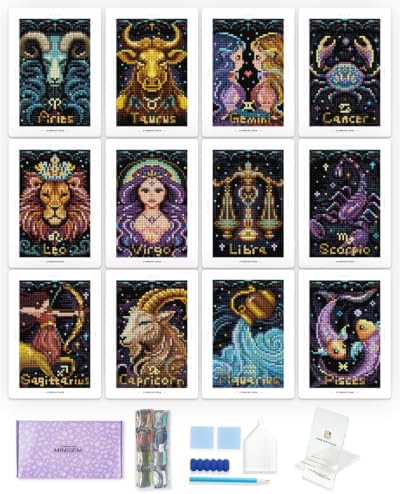 forever young Minigem Zodiac Diamond Art Kits, 5x7 Inch Postcard-Style
