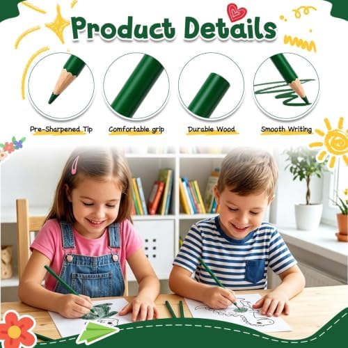 12 PCS Green Colored Pencils, Pre-sharpened Professional Wooden Art Pencils Set for Artists Painting | Premium Drawing Sketching Supplies