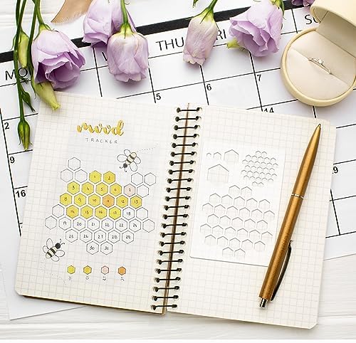 16 Pieces Journal Stencils for Dotted Journals Supplies, Happy Planner Stencils for Journaling DIY Drawing Templates Accessories Kit for Notebook Cards Scrapbook (16 Journal)