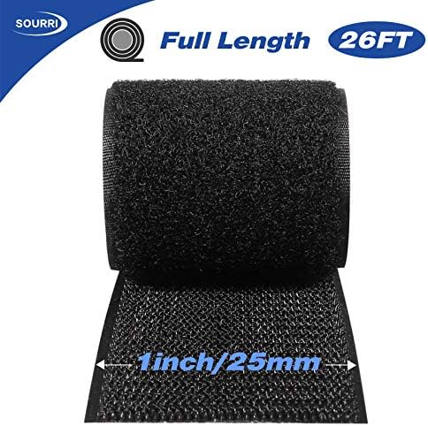 1 Inch x 26 Feet Hook and Loop Tape Sticky Back Fastener Roll, Nylon Self Adhesive Heavy Duty Strips Fastener for Home Office School Car and Crafting Organization