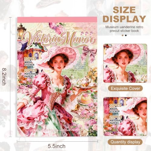 Victorian Scrapbooking Stickers 350 Pre-Cut Vintage Washi Stickers