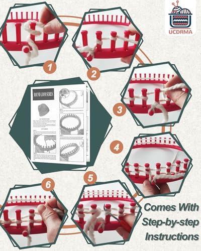 UCDRMA Knitting Looms for Beginners, Crochet Loom Knitting Kit with Step-by-Step Instructions, Cost-Effective 3 Size Round Knitting Loom, Easy & Quick Hat Knitting Loom Set/Scarf Loom Knitting Set