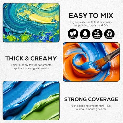 Acrylic Paint Set, 36 Colors, 4 oz/120ml Bottles