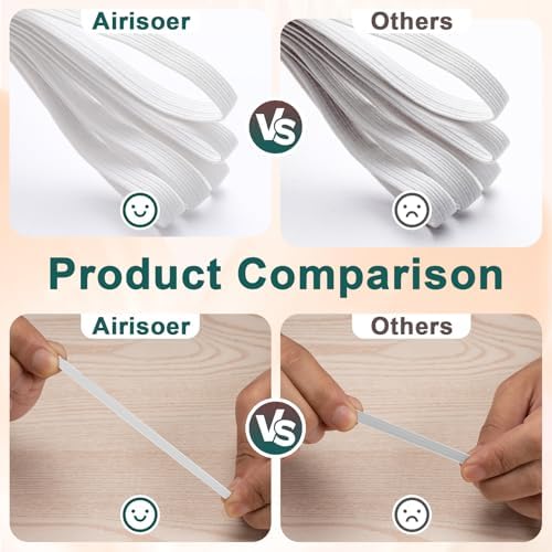 Airisoer Elastic Bands for Sewing 1/4 Inch x 32 Yards, White